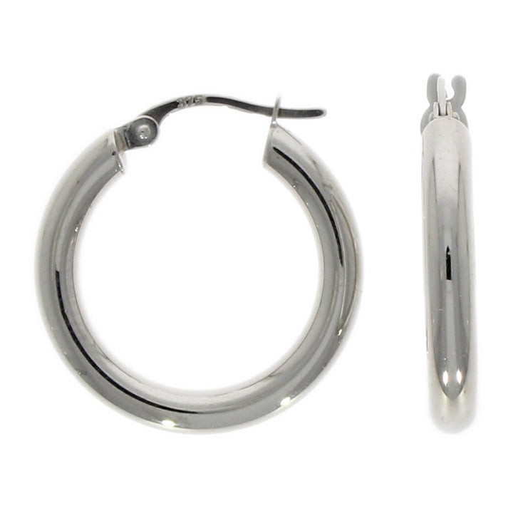 Polished 9ct White Gold Hoop Earrings - Michael Jones Jeweller