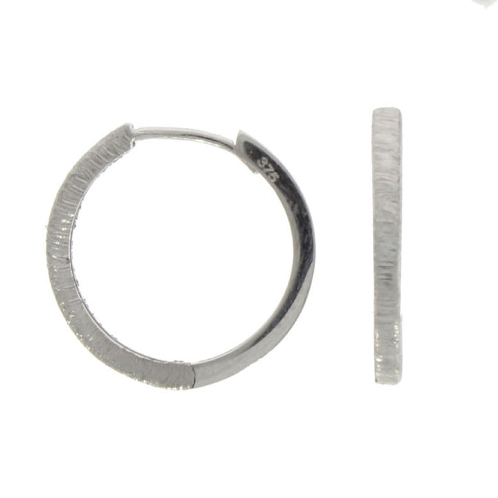Textured 9ct White Gold Hoop Earrings - Michael Jones Jeweller