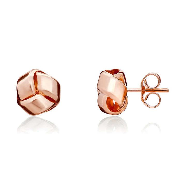 Three Strand 9ct Rose Gold Knot Stud Earrings - Michael Jones Jeweller