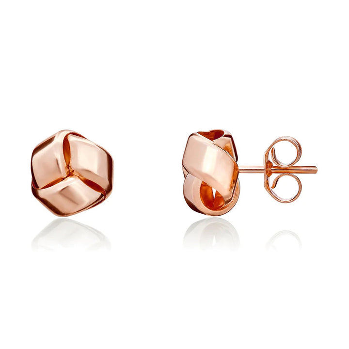 Three Strand 9ct Rose Gold Knot Stud Earrings