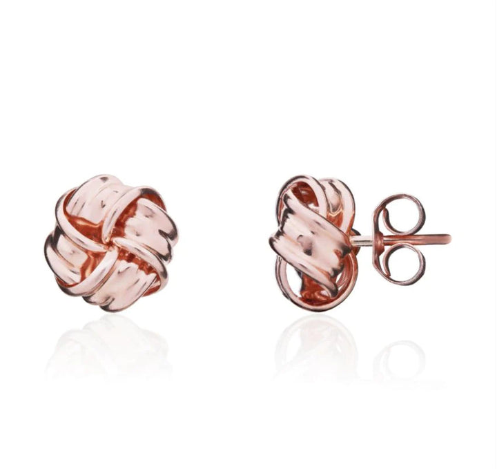 9ct Rose Gold Ribbon Knot Stud Earrings - Michael Jones Jeweller