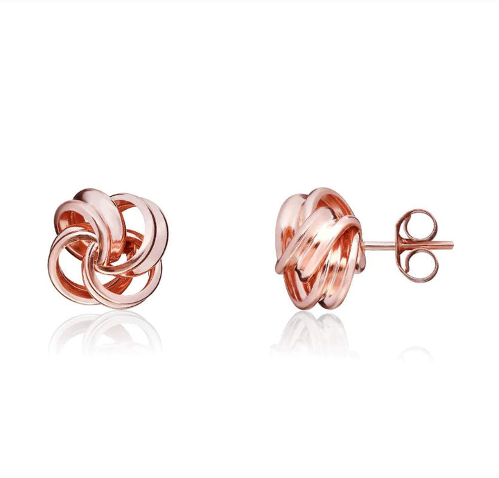 Open Knot 9ct Rose Gold Stud Earrings - Michael Jones Jeweller