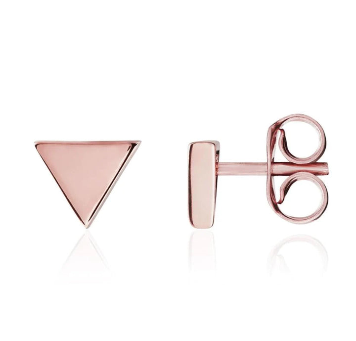 Triangle 9ct Rose Gold Stud Earrings