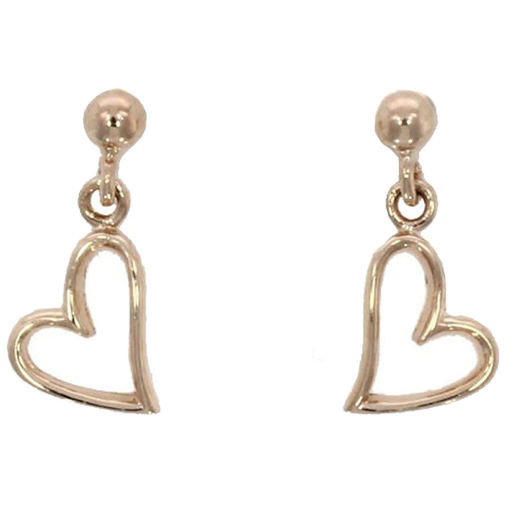 Open Heart 9ct Rose Gold Drop Earrings - Michael Jones Jeweller