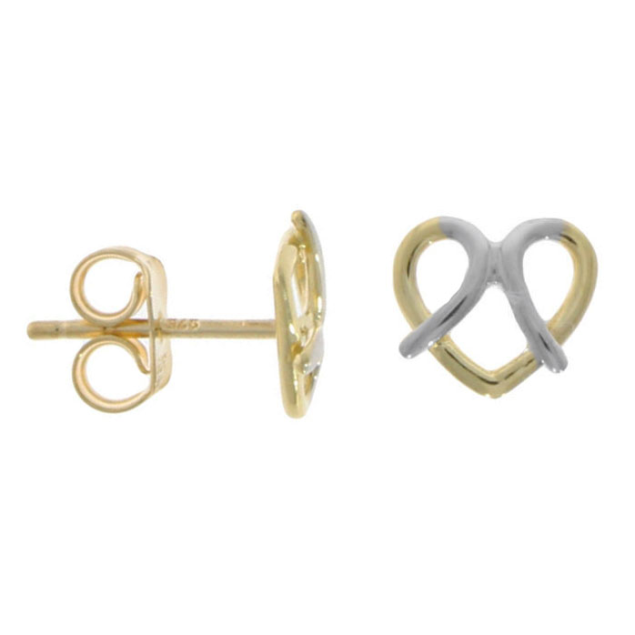 Two Colour Heart Crossover Stud Earrings - Michael Jones Jeweller