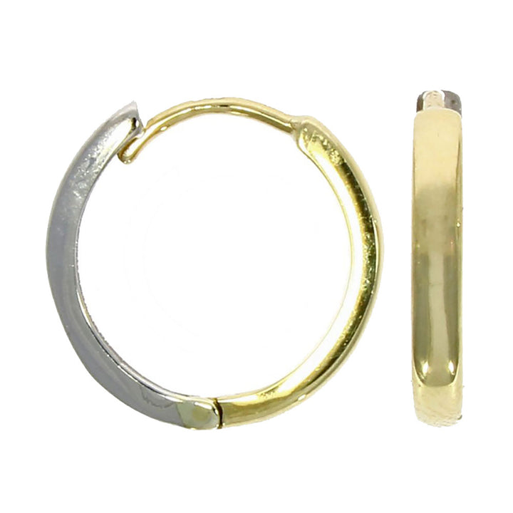 Half & Half 9ct Yellow and White Gold Hoop Earrings. 13mm - Michael Jones Jeweller