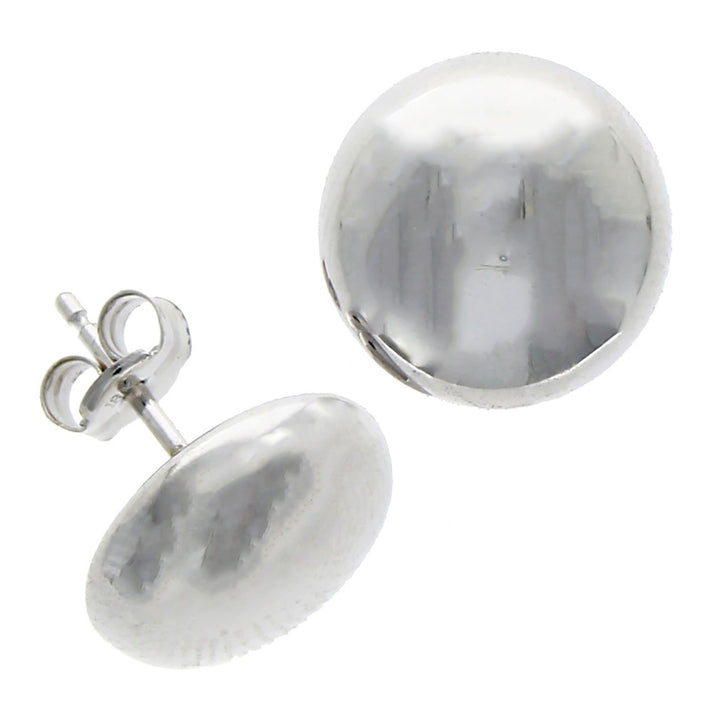 Button 18ct White Gold Stud Earrings