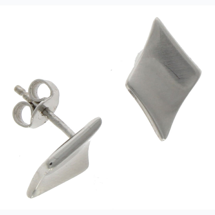 Satin Finish Kite 9ct White Gold Stud Earrings