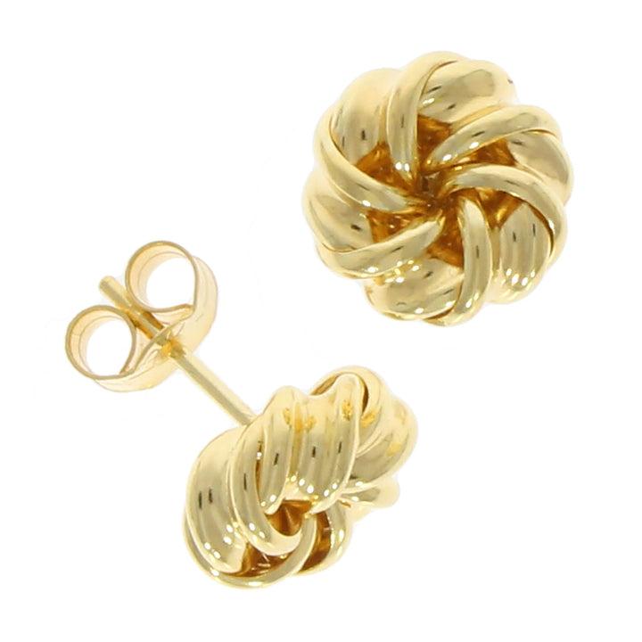 Ribbon Swirl 18ct Yellow Gold Knot Stud Earrings - Michael Jones Jeweller