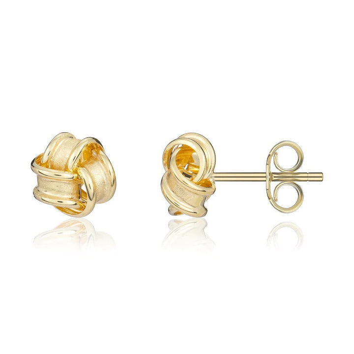 Satin Knot 9ct Yellow Gold Stud Earrings