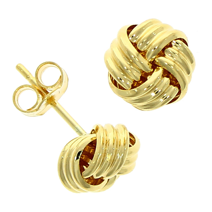 Ribbed Knot 18ct Yellow Gold Stud Earrings