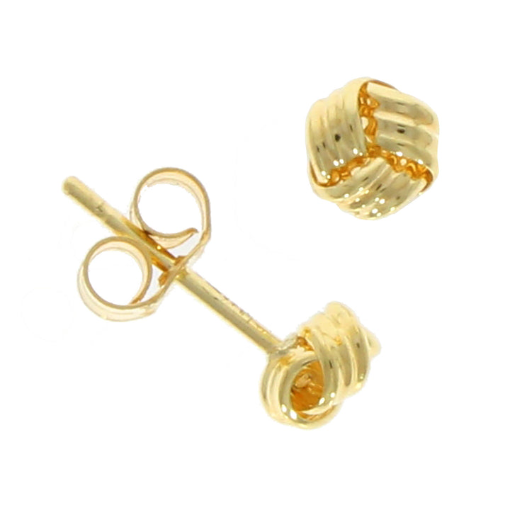 Small Ribbed Knot 18ct Yellow Gold Stud Earrings - Michael Jones Jeweller