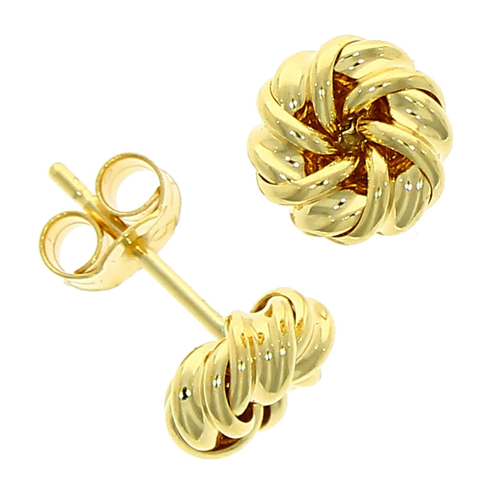 Ribbon Swirl 18ct Yellow Gold Small Knot Stud Earrings