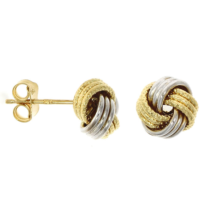 Textured Knot 9ct Yellow and White Gold Stud Earrings - Michael Jones Jeweller