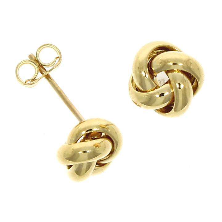 Polished Multi Strand 18ct Yellow Gold Knot Stud Earrings