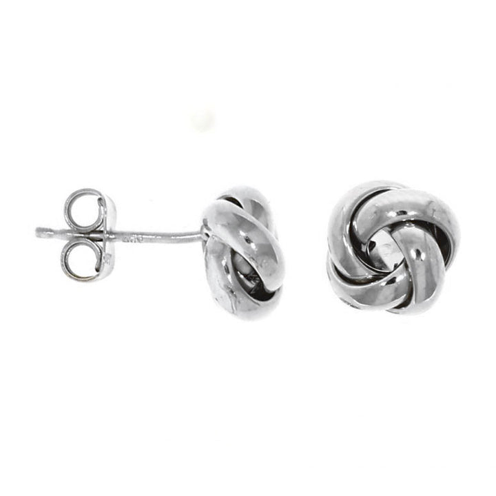 Polished Multi Strand 18ct White Gold Knot Stud Earrings - Michael Jones Jeweller