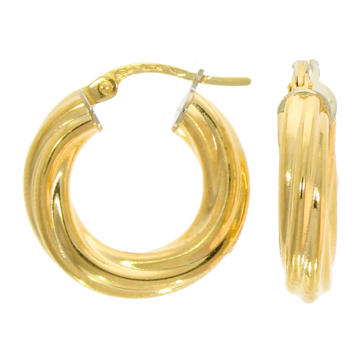 Twist 18ct Yellow Gold Hoop Earrings - Michael Jones Jeweller