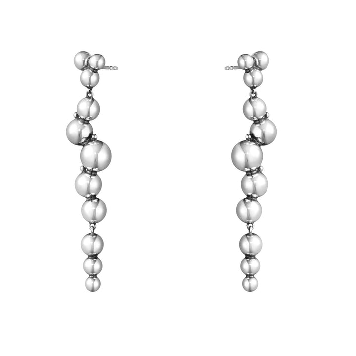 Georg Jensen MOONLIGHT GRAPES Sterling Silver Long Drop Earrings - Michael Jones Jeweller