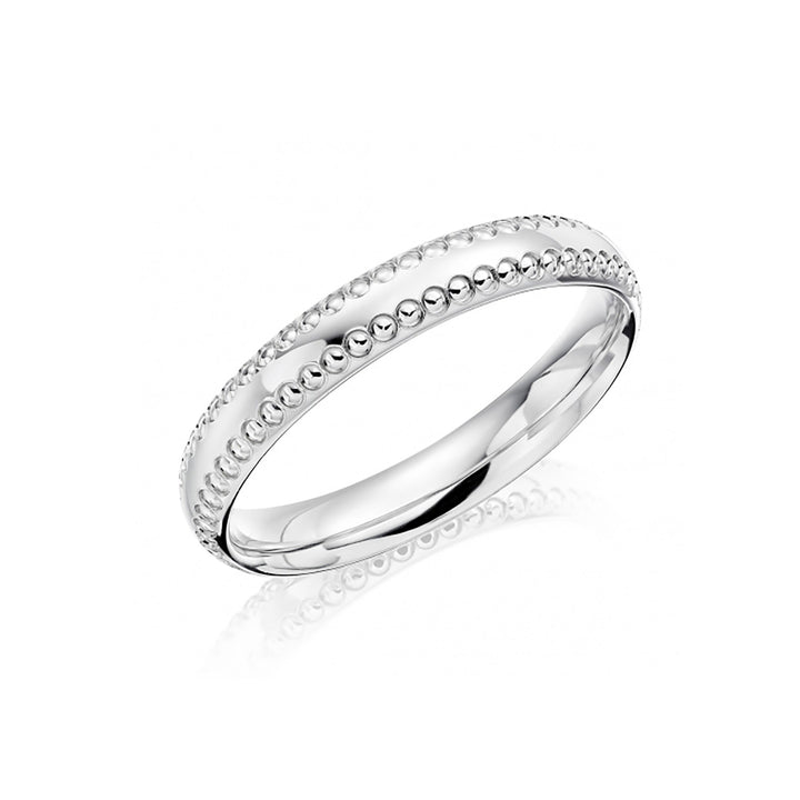 Platinum Bead Edged 3mm Wedding Ring