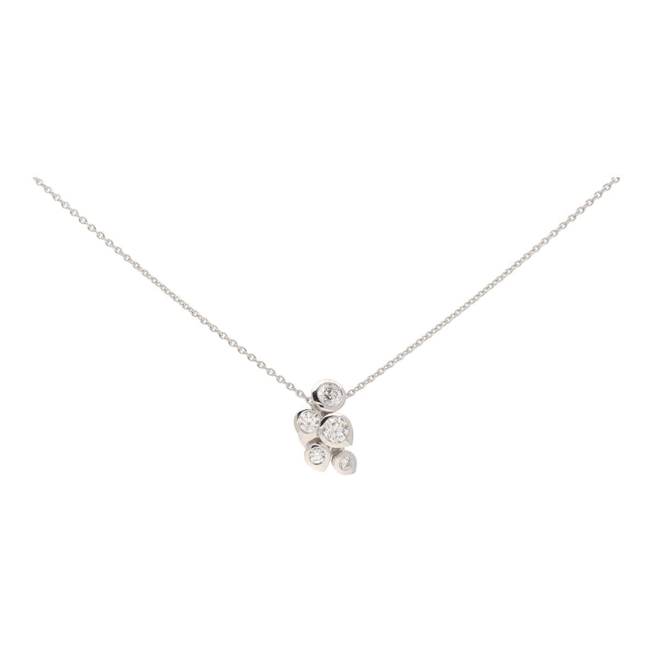 Diamond  Teardrop Cluster 0.66ct Asymetric 18ct White Gold Pendant - Michael Jones Jeweller