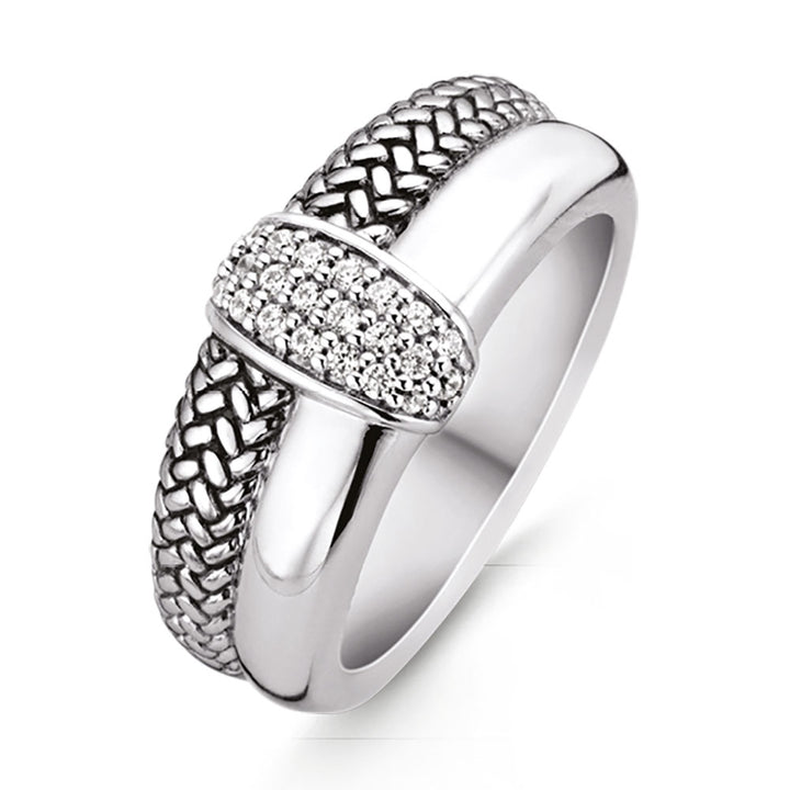 Ti Sento Braid Patterned Double Row Pavé Cubic Zirconia Ring - Michael Jones Jeweller