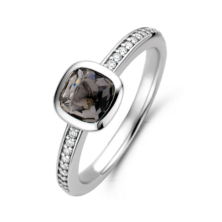 Ti Sento Grey Blue Crystal and Cubic Zirconia Solitaire Ring