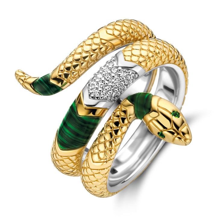 Ti Sento Malachite Green and Cubic Zirconia Snake Ring