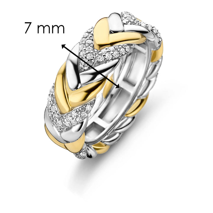 Ti Sento Cubic Zirconia Yellow Gold Plated Braided Ring