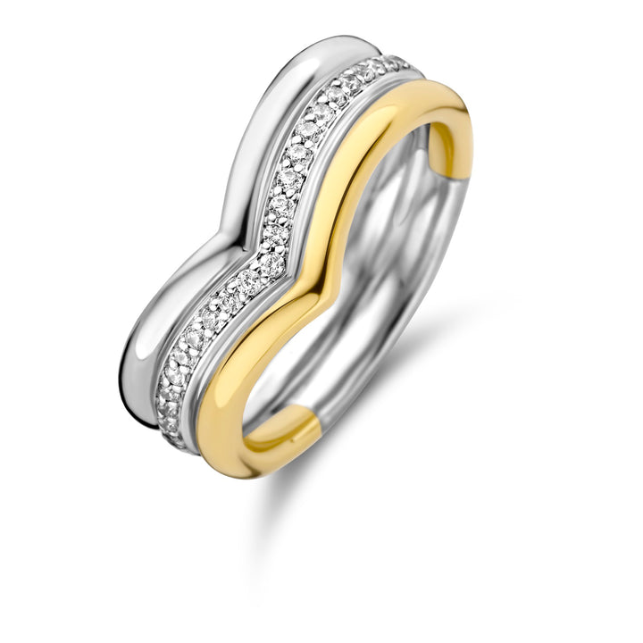 Ti Sento Cubic Zirconia Ripple Three Band Ring