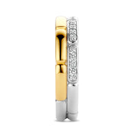 Ti Sento Cubic Zirconia Yellow Gold Plated Brick Link Ring - Michael Jones Jeweller