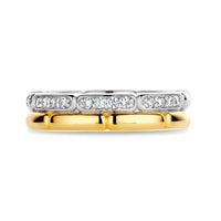 Ti Sento Cubic Zirconia Yellow Gold Plated Brick Link Ring - Michael Jones Jeweller