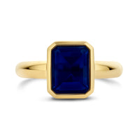 Ti Sento Yellow Gold Plated Octagonal Dark Blue Stone Ring