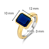 Ti Sento Yellow Gold Plated Octagonal Dark Blue Stone Ring