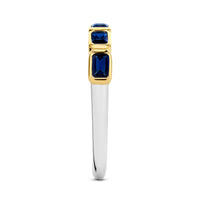 Ti Sento Yellow Gold Plated Octagonal Dark Blue Cubic Zirconia Half Eternity Ring - Michael Jones Jeweller