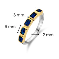 Ti Sento Yellow Gold Plated Octagonal Dark Blue Cubic Zirconia Half Eternity Ring - Michael Jones Jeweller