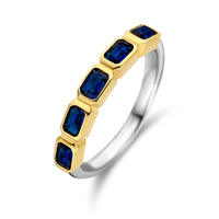 Ti Sento Yellow Gold Plated Octagonal Dark Blue Cubic Zirconia Half Eternity Ring - Michael Jones Jeweller