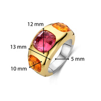 Ti Sento Yellow Gold Plated Orange and Pink Stone Ring