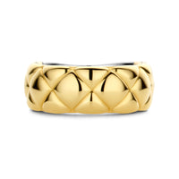Ti Sento Yellow Gold Plated Clover Patterned Wide Ring