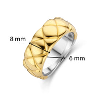 Ti Sento Yellow Gold Plated Clover Patterned Wide Ring