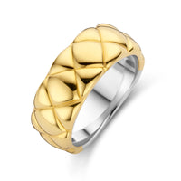 Ti Sento Yellow Gold Plated Clover Patterned Wide Ring