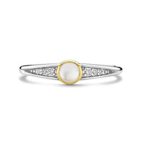 Ti Sento Yellow Gold Plated Cubic Zirconia Mother of Pearl White Ring - Michael Jones Jeweller
