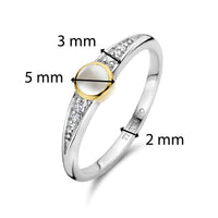 Ti Sento Yellow Gold Plated Cubic Zirconia Mother of Pearl White Ring