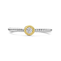 Ti Sento Yellow Gold Plated Cubic Zirconia Twisted Ring