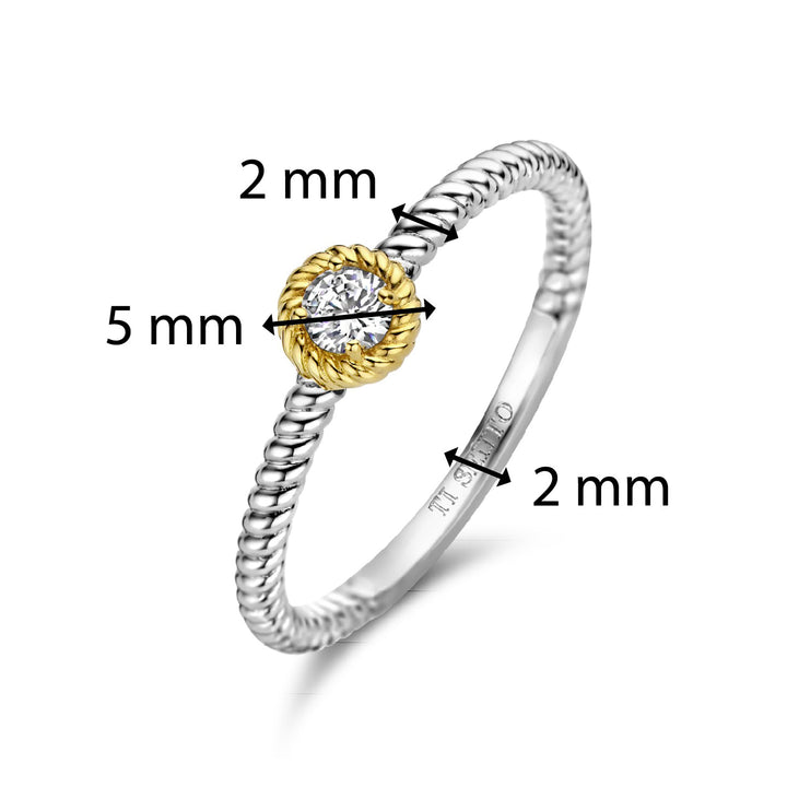 Ti Sento Yellow Gold Plated Cubic Zirconia Twisted Ring