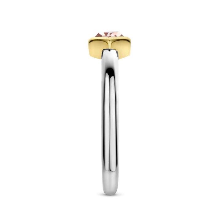 Ti Sento Yellow Gold Plated Nude Pink Hexagonal Ring - Michael Jones Jeweller