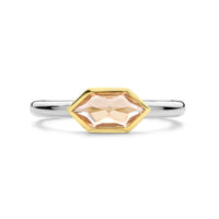 Ti Sento Yellow Gold Plated Nude Pink Hexagonal Ring - Michael Jones Jeweller