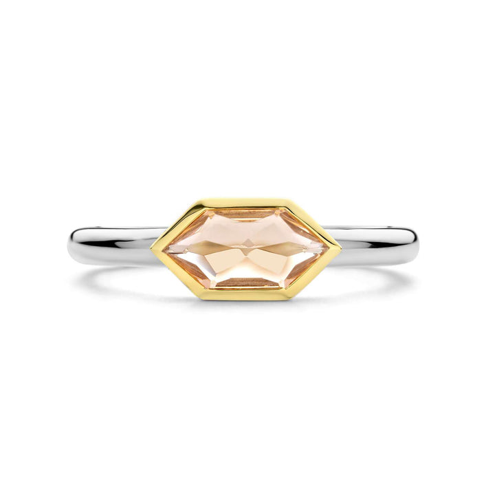 Ti Sento Yellow Gold Plated Nude Pink Hexagonal Ring - Michael Jones Jeweller