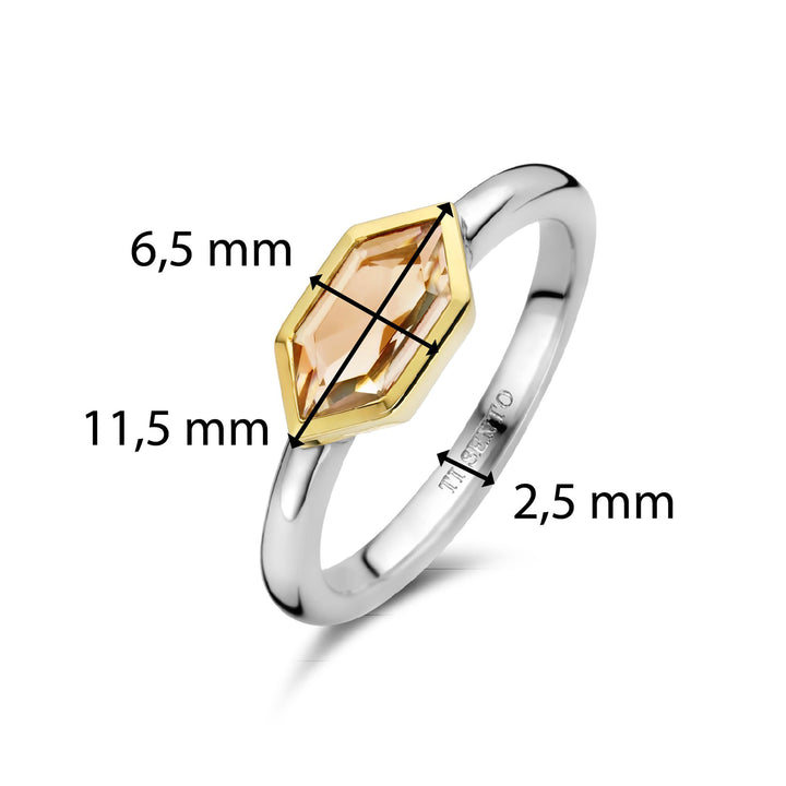 Ti Sento Yellow Gold Plated Nude Pink Hexagonal Ring - Michael Jones Jeweller