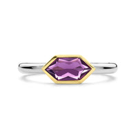 Ti Sento Yellow Gold Plated Amethyst Purple Hexagonal Ring - Michael Jones Jeweller