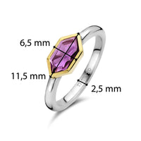 Ti Sento Yellow Gold Plated Amethyst Purple Hexagonal Ring - Michael Jones Jeweller